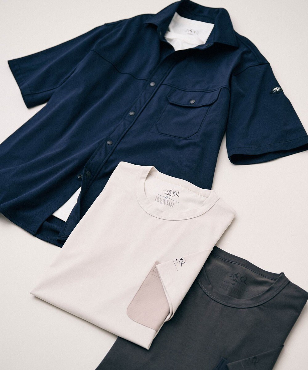 JOSEPH ABBOUD MOUNTAIN 【UVカット/接触冷感】SOLAMENT トリコットメッシュ 半袖 シャツ 