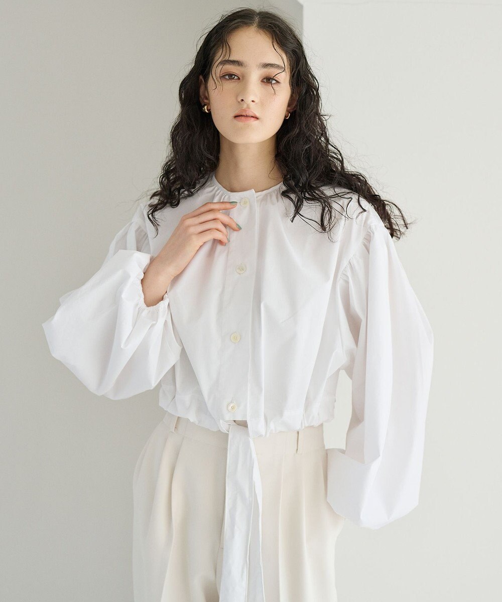 #Newans ウエストリボンショートブラウス 