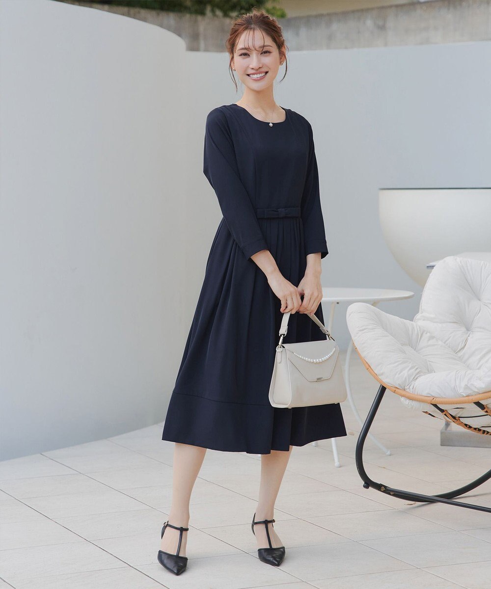 Tiaclasse L 【セレモニー・新色追加】リボンベルトフレアワンピース 