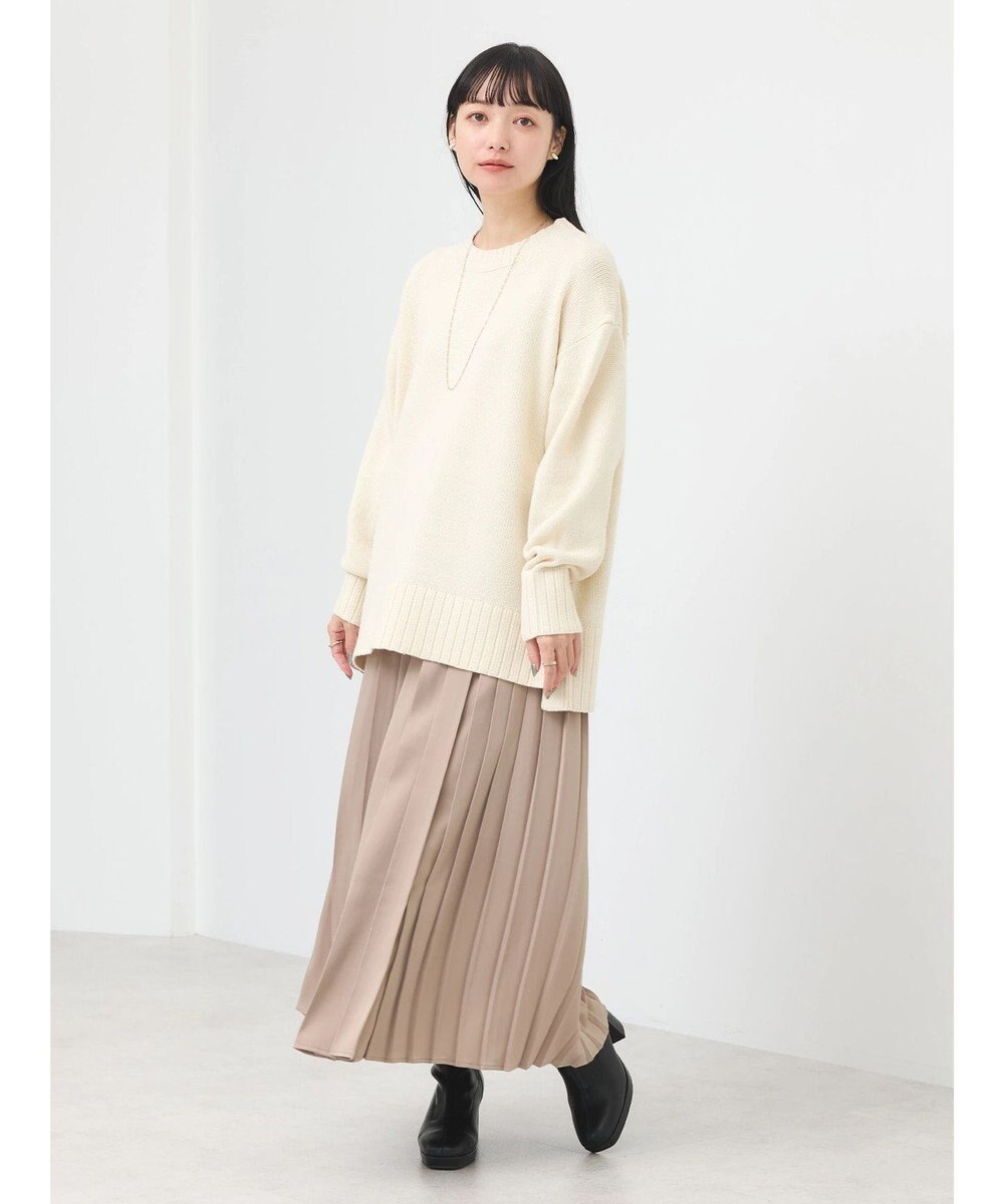 earth music&ecology ウォッシャブル脇スリットクルーネックプルオーバー 