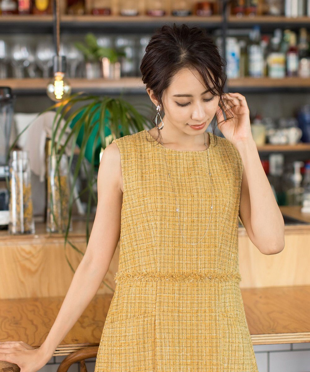 Tiaclasse 【洗える】大人華やかなツイードワンピース 