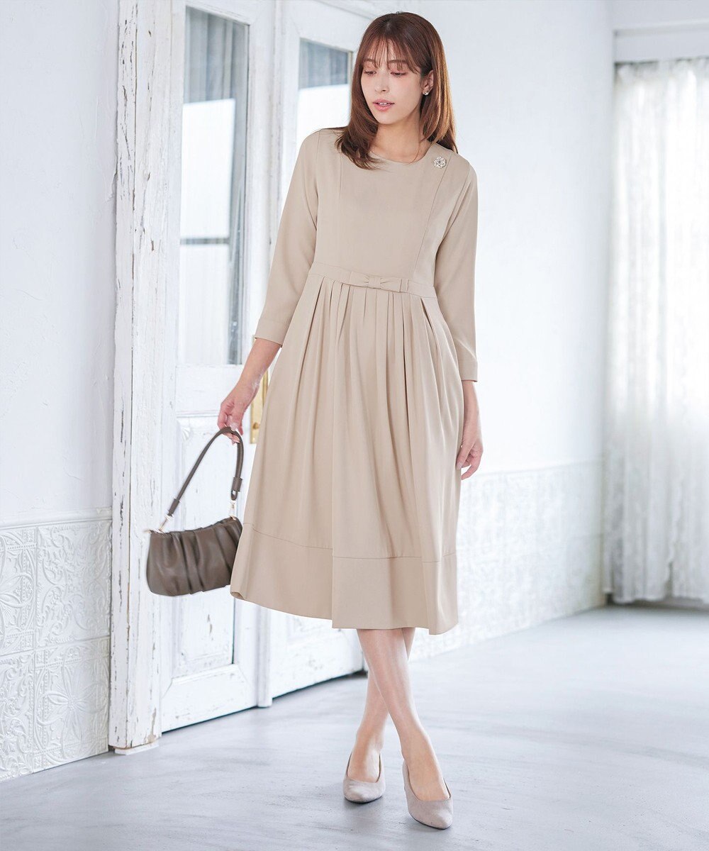 Tiaclasse L 【セレモニー・新色追加】リボンベルトフレアワンピース 