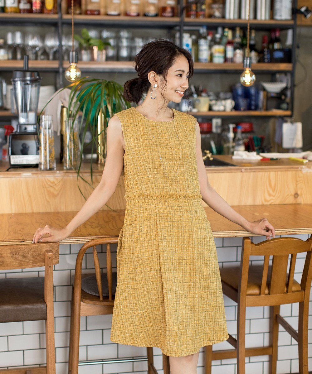 Tiaclasse 【洗える】大人華やかなツイードワンピース 