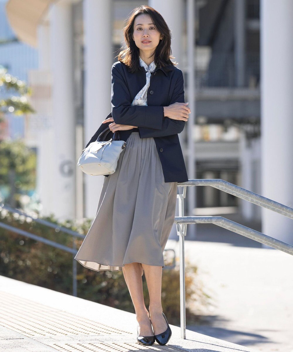 J.PRESS LADIES 【洗える】ソフトブロード ランダムタック スカート 