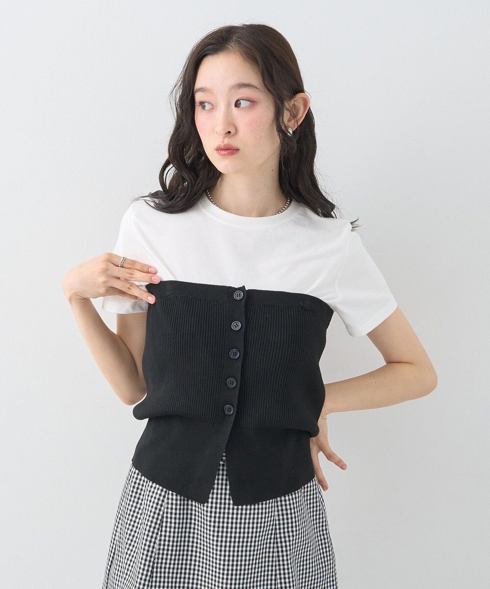 earth music&ecology ＳＥＴ２点コンパクトＴＥＥ＋マルチｗａｙニットビスチ 