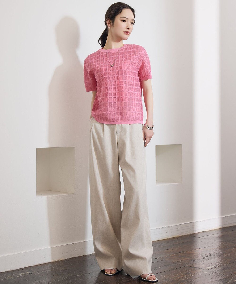 自由区 L 【ワコールコラボ・2点SET】シアーチェックニット プルオーバー 