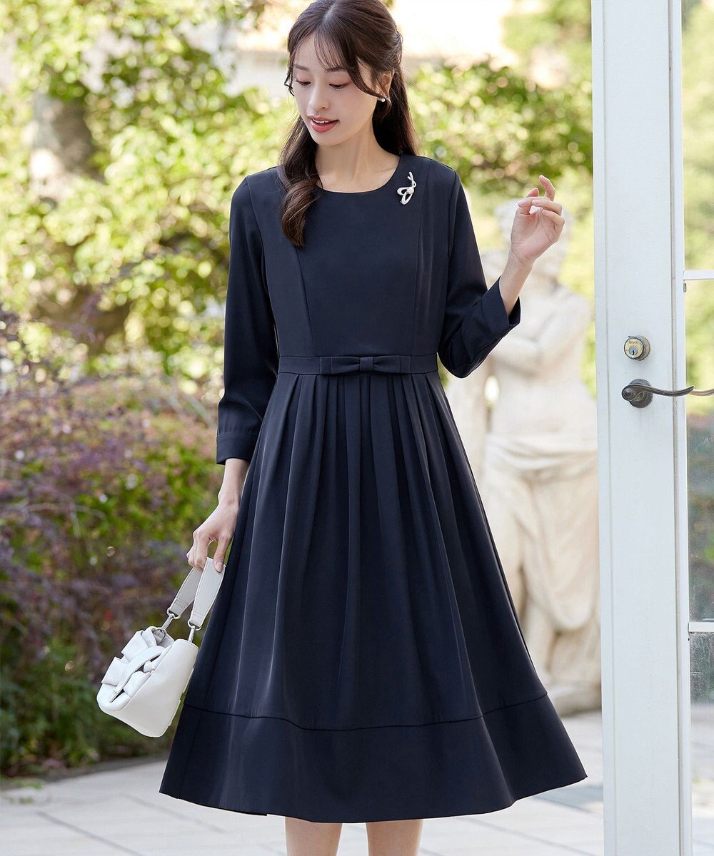 Tiaclasse L 【セレモニー・新色追加】リボンベルトフレアワンピース 