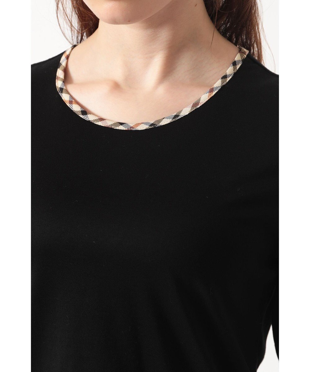 DAKS ハウスチェックトリム七分袖カットソー 