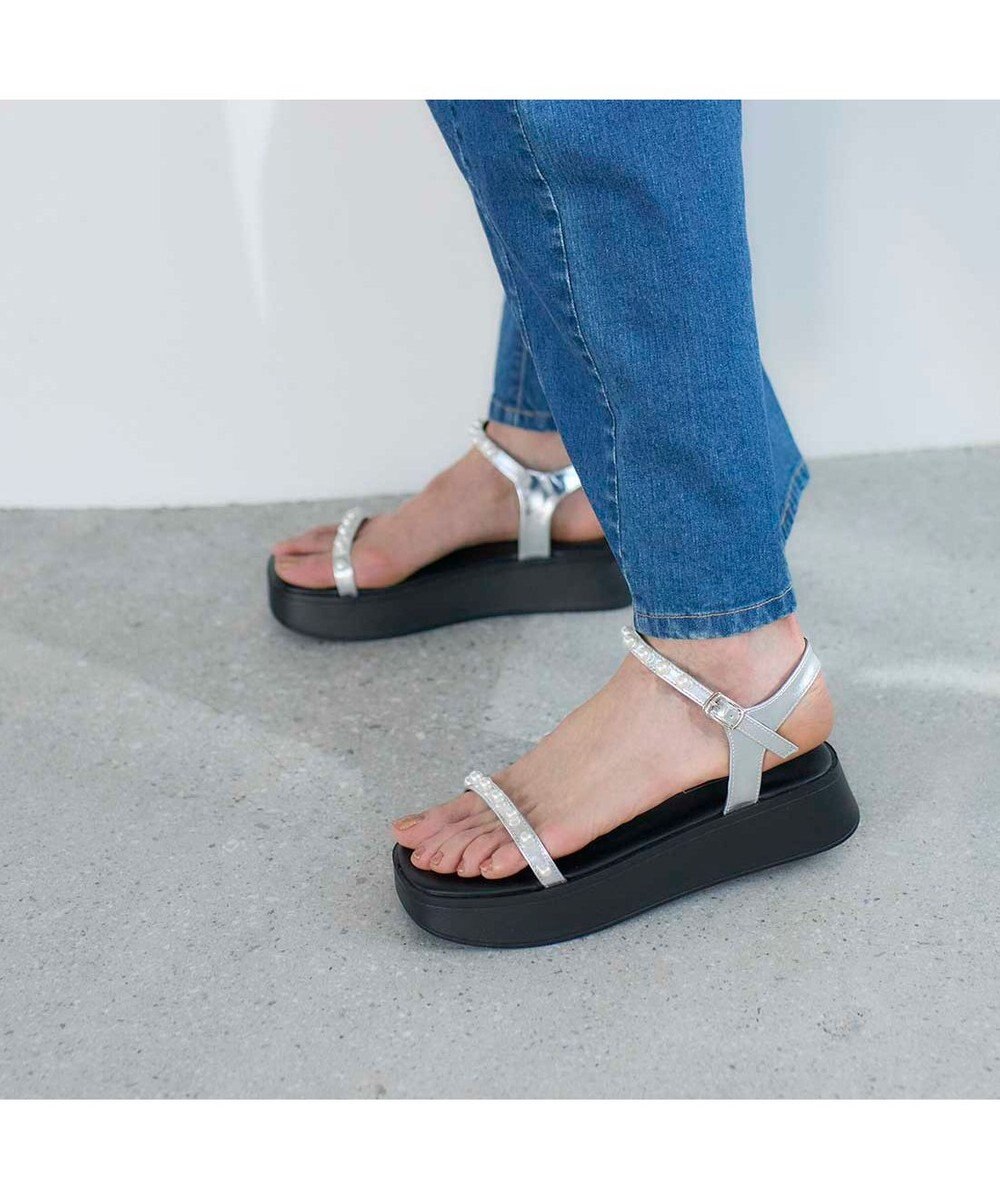 MODE ET JACOMO <noyau>パールデザイン厚底スポーツサンダル 