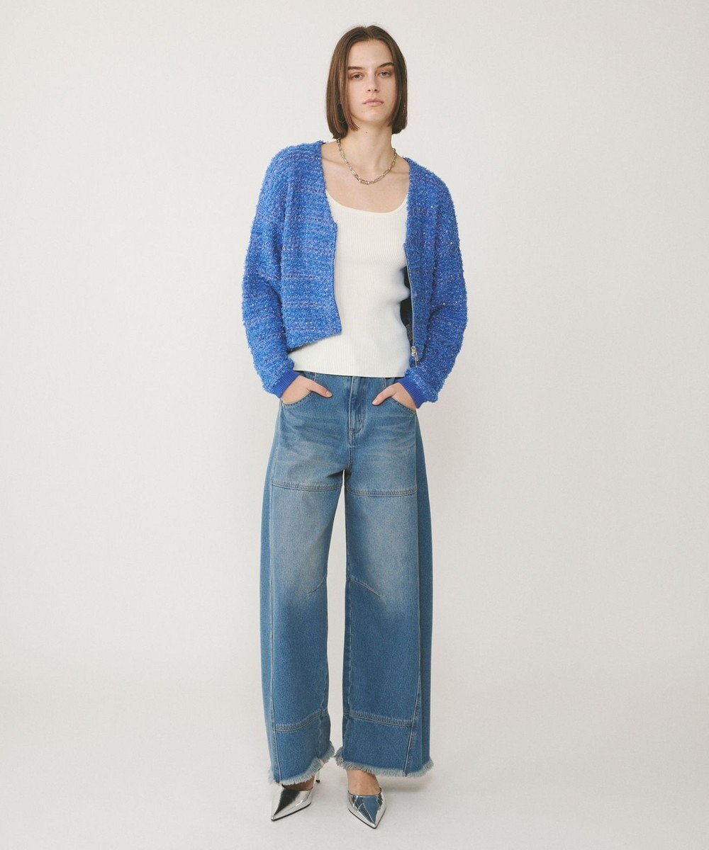 GRACE CONTINENTAL ツイードニットzipカーディガン 