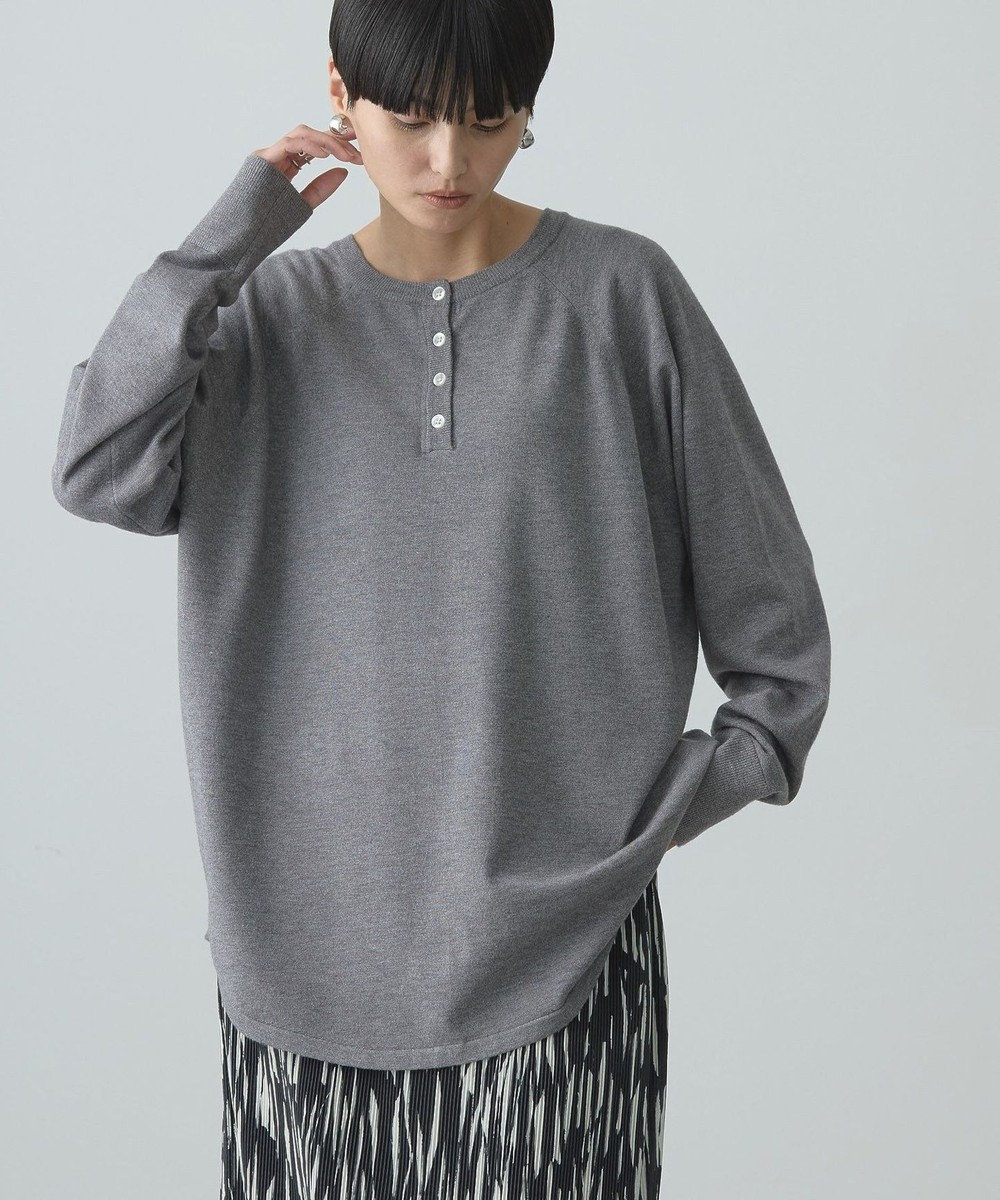 AMERICAN HOLIC ２ＷＡＹバイパチヘンリーネックニットプルオーバー Gray Mixture