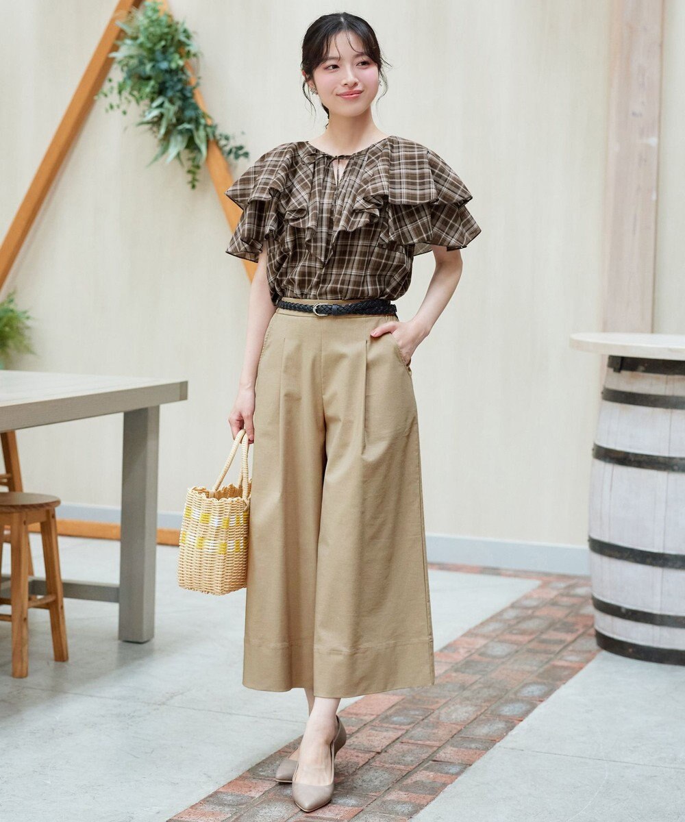 Tiaclasse ストレッチタックワイドパンツ 