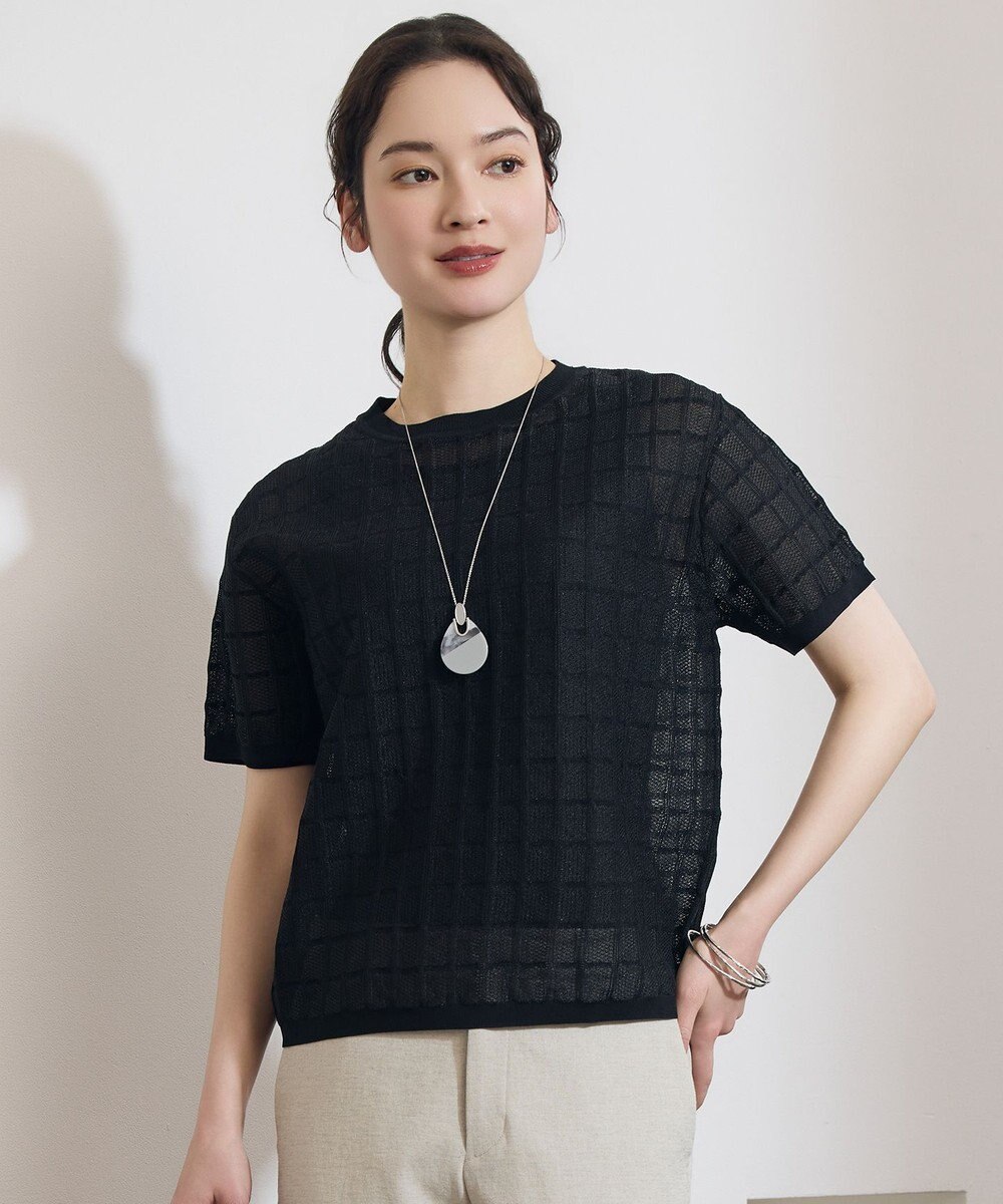 自由区 L 【ワコールコラボ・2点SET】シアーチェックニット プルオーバー 