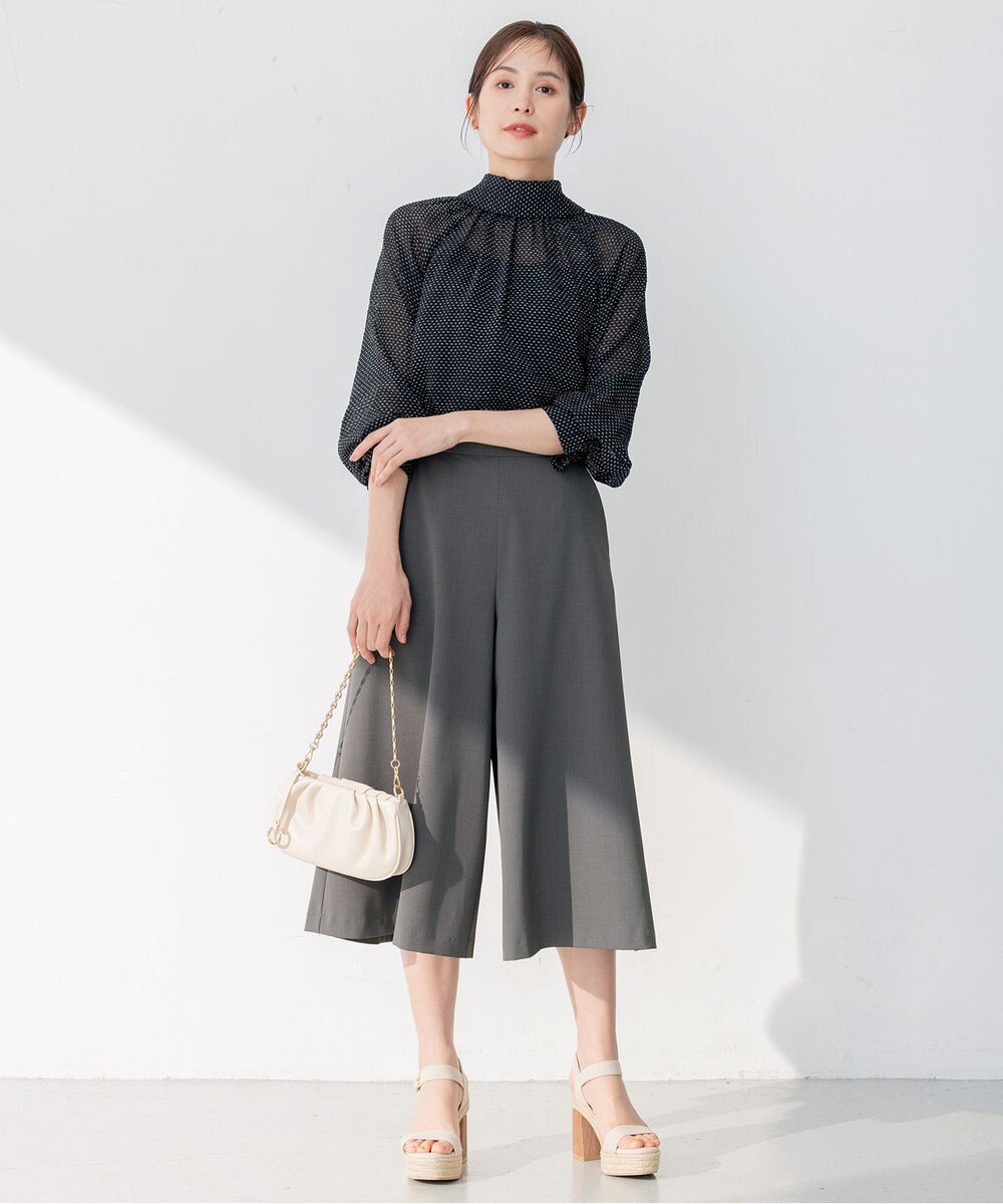 組曲 【前後着用可】サッカードビードットプリント ブラウス 