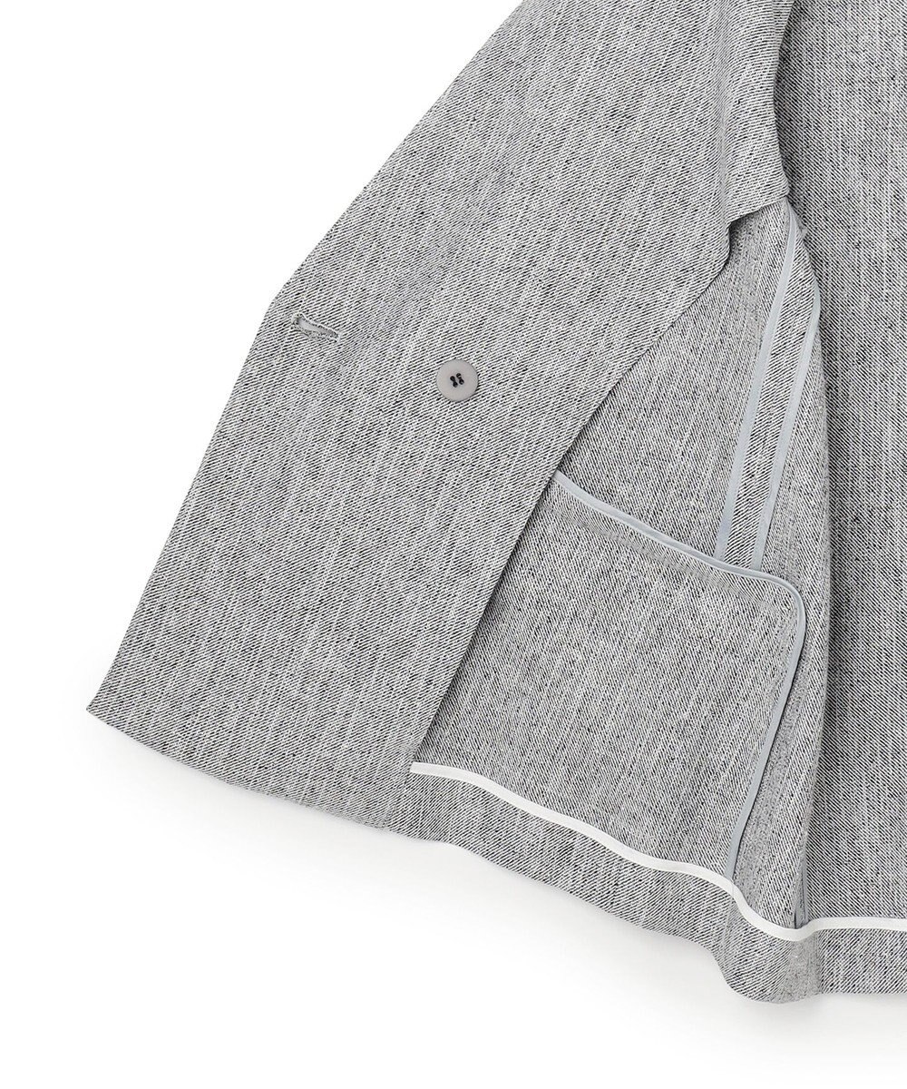 ICB L ストレッチMIXツイード 半袖ジャケット 