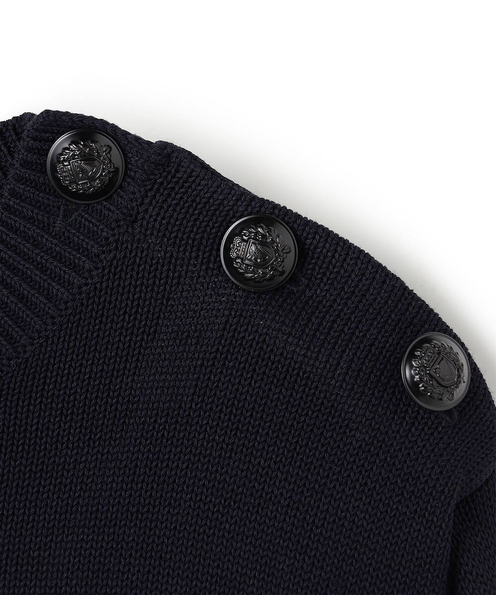 BEIGE， HELIODOR / レーヨンボーダーマリンボタンニット 