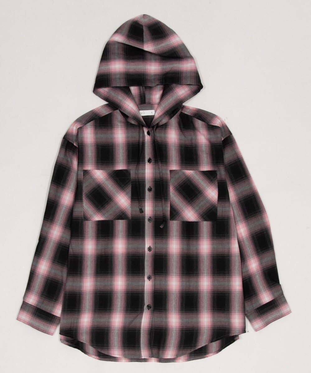 WEGO フードチェックシャツ 