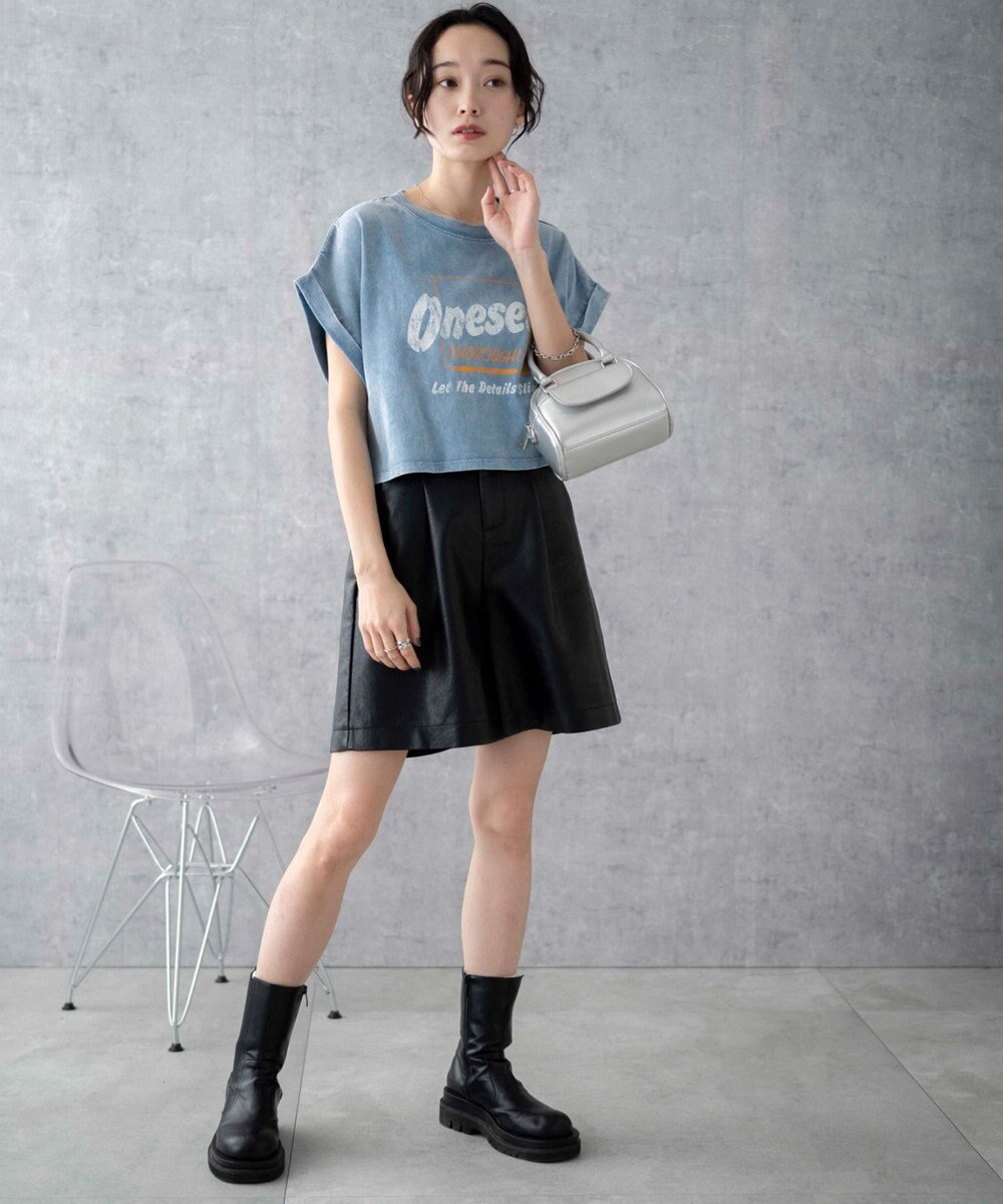 WEGO 【洗える】ヴィンテージウォッシュロールアップショートTシャツ 