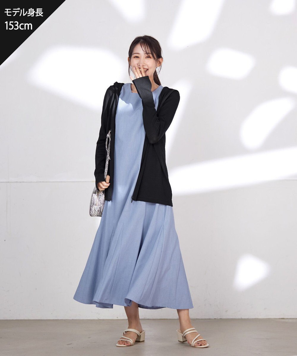 Tiaclasse 【洗える】UVケア機能付きサマーニットロングジップパーカー 