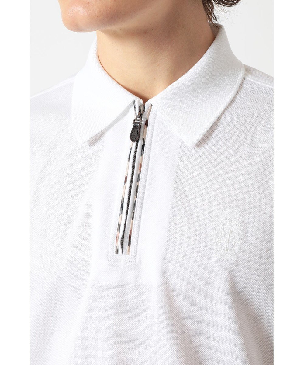 DAKS フロントジップ ハウスチェックパイピング ポロシャツ 