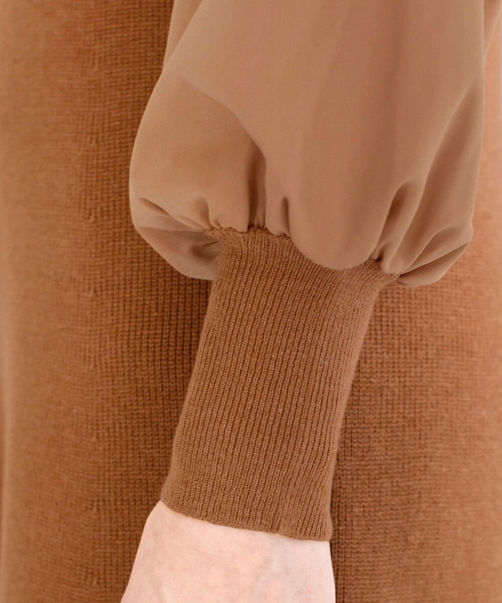 Tiaclasse 【洗える】パフ袖が大人可愛い袖コンビニットワンピース 