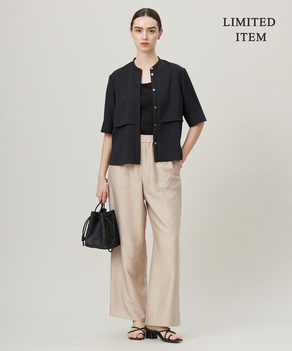 ICB L 【WEB限定・接触冷感・UVケア・吸水速乾・防シワ・洗える】 ドレープツイル クロップドシャツ 