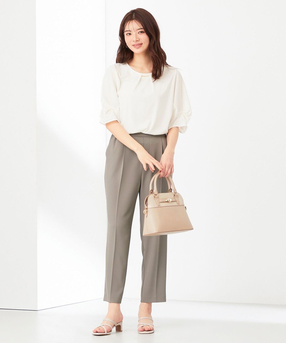 ANY SIS 【接触冷感・吸水速乾・UVケア】エアリードレープスムース タックスリーブ ブラウス 