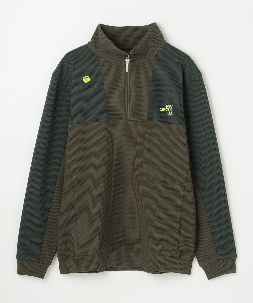 PW CIRCULUS 今が旬トップス！【ドライな肌触り / UV遮蔽率98.9% UVカット / ストレッチ】【MEN】ワッフルハーフジップトップス  ゴルフ 