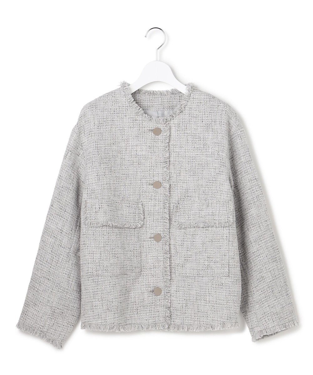 ICB ライトブッチャーツイード ノーカラージャケット 