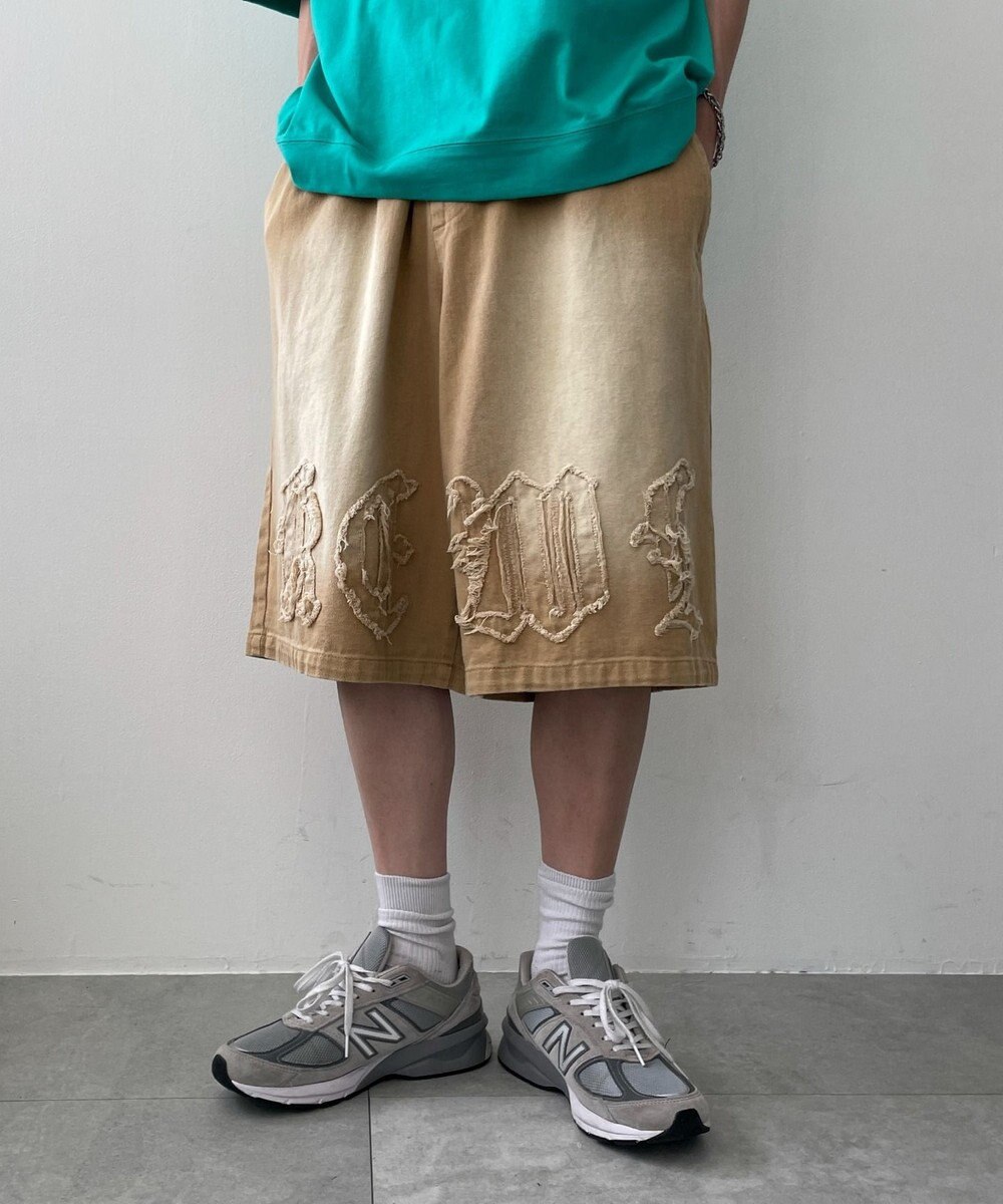 WEGO ツイルブラスト加工ワイドショートパンツ 