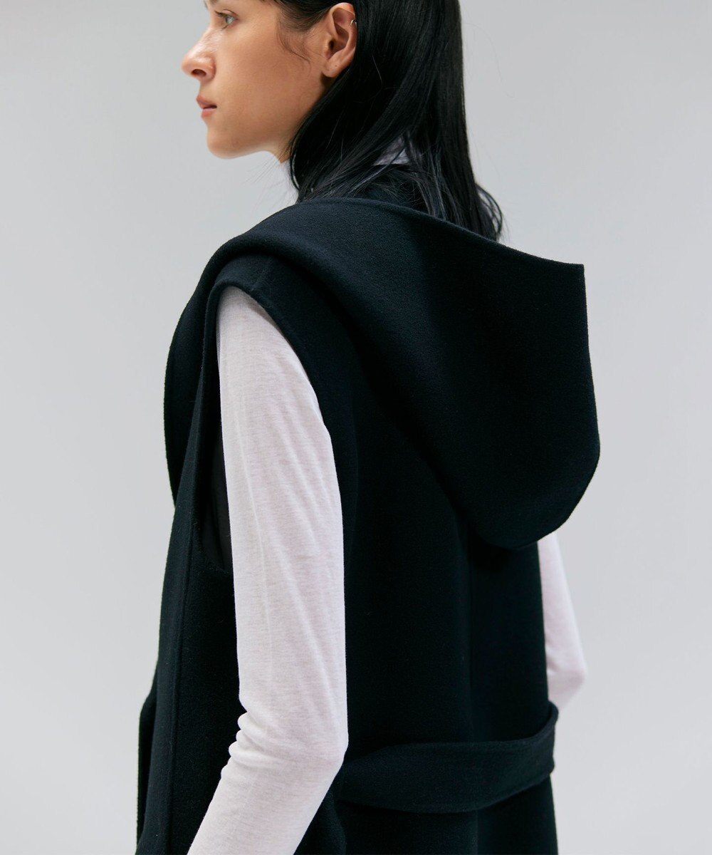 BEIGE， LEMOORE / ウールリバーフード付きロングジレ 