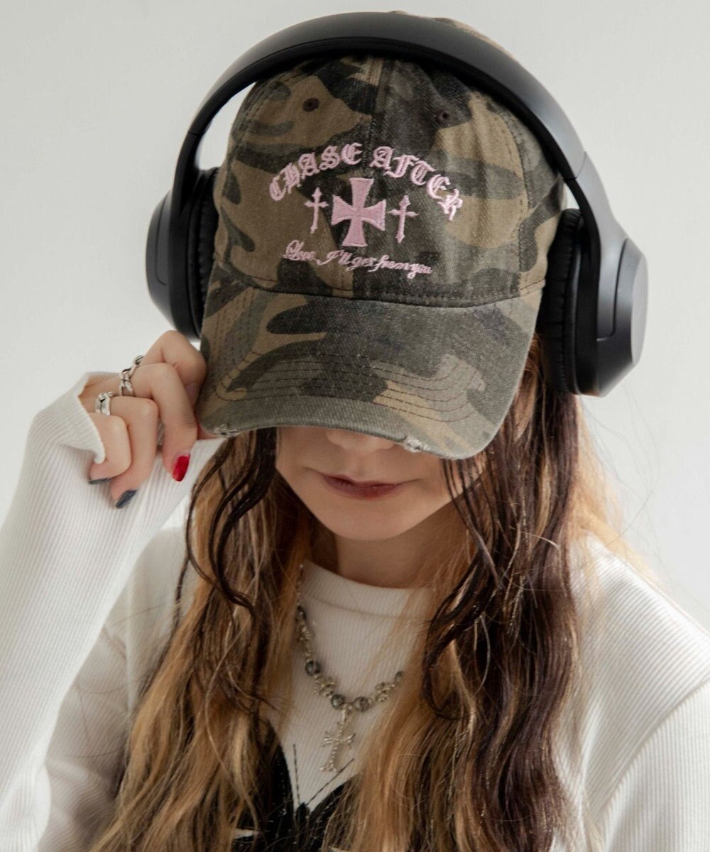 WEGO クロス刺繍カモフラキャップ 