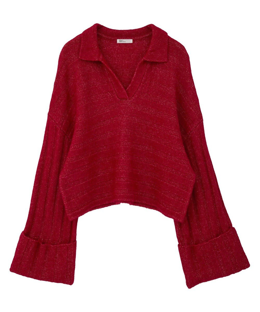 CRAFT STANDARD BOUTIQUE ロールアップ袖ショート丈ニットプルオーバー 