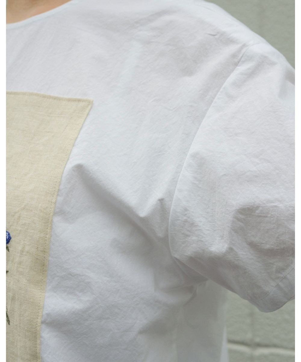 muuc ジャスミン刺繍半袖プルオーバー〈日本製・上質な天然素材・遠州織物〉〈繊細なオリジナル花刺繍〉〈ゆったりフリーサイズ〉〈上品な大人の布帛Tシャツ〉 