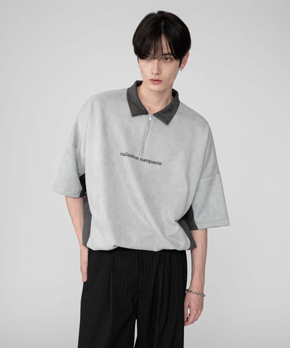 WEGO 【ユニセックス着用ITEM/MLサイズ展開】フェイクスウェードドルマンハーフZIPT（SS） 