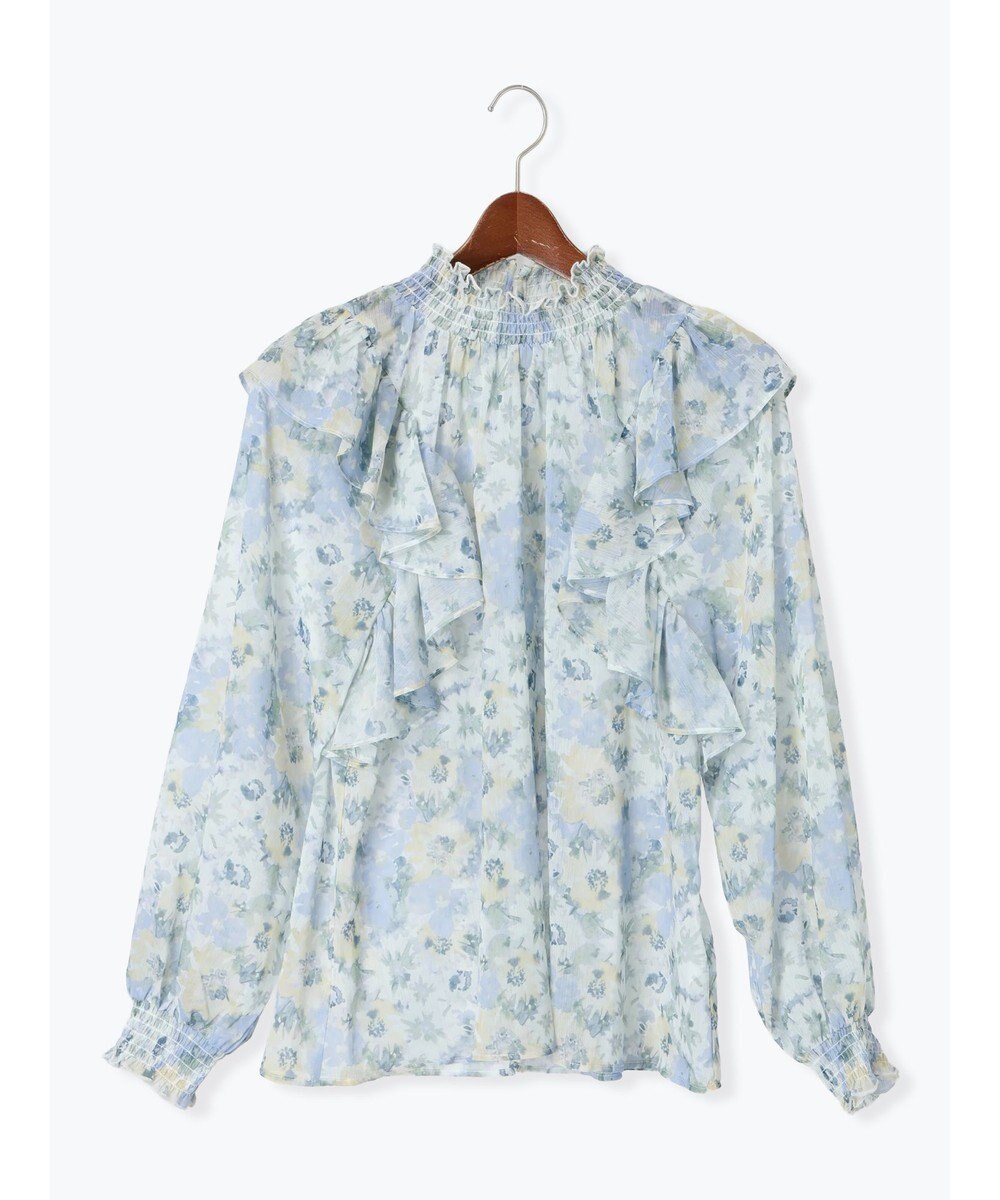 Te chichi フラワーパターンシアーフリルブラウス 
