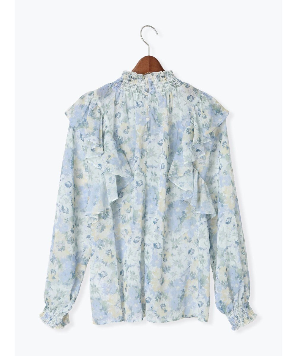Te chichi フラワーパターンシアーフリルブラウス 