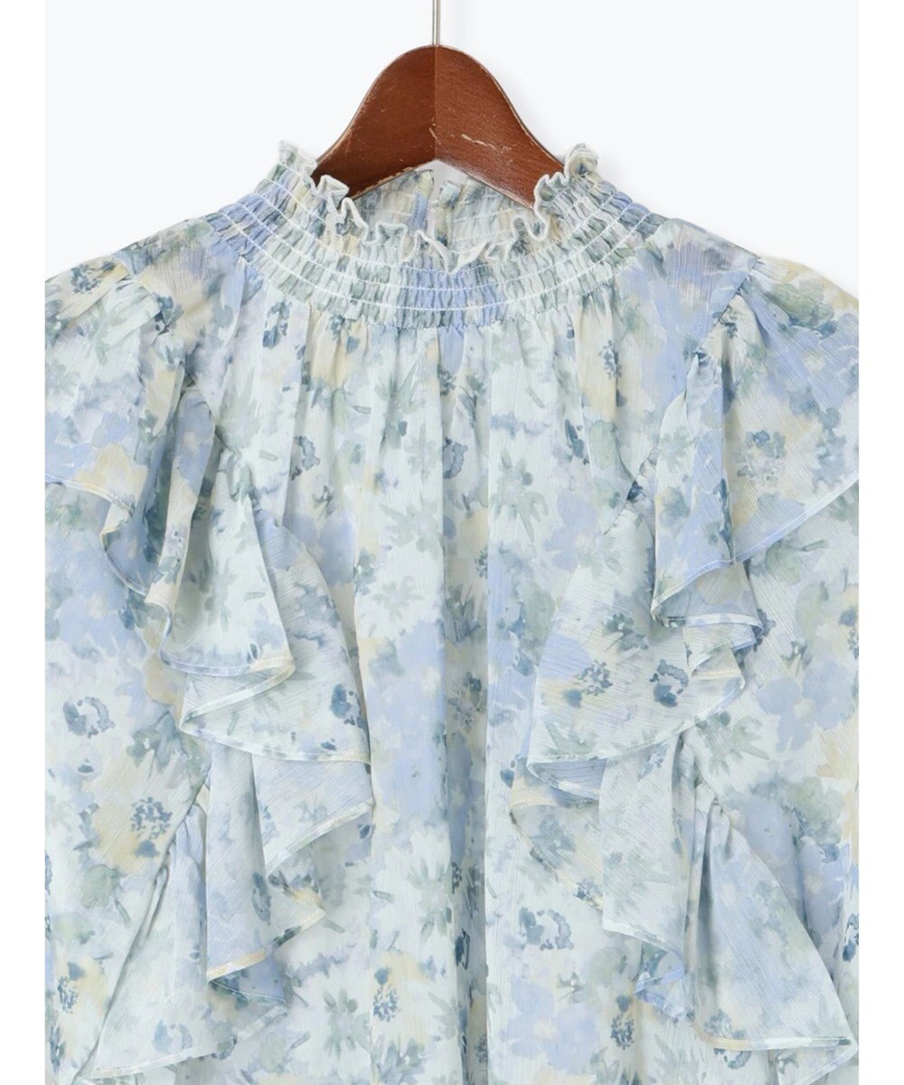 Te chichi フラワーパターンシアーフリルブラウス 