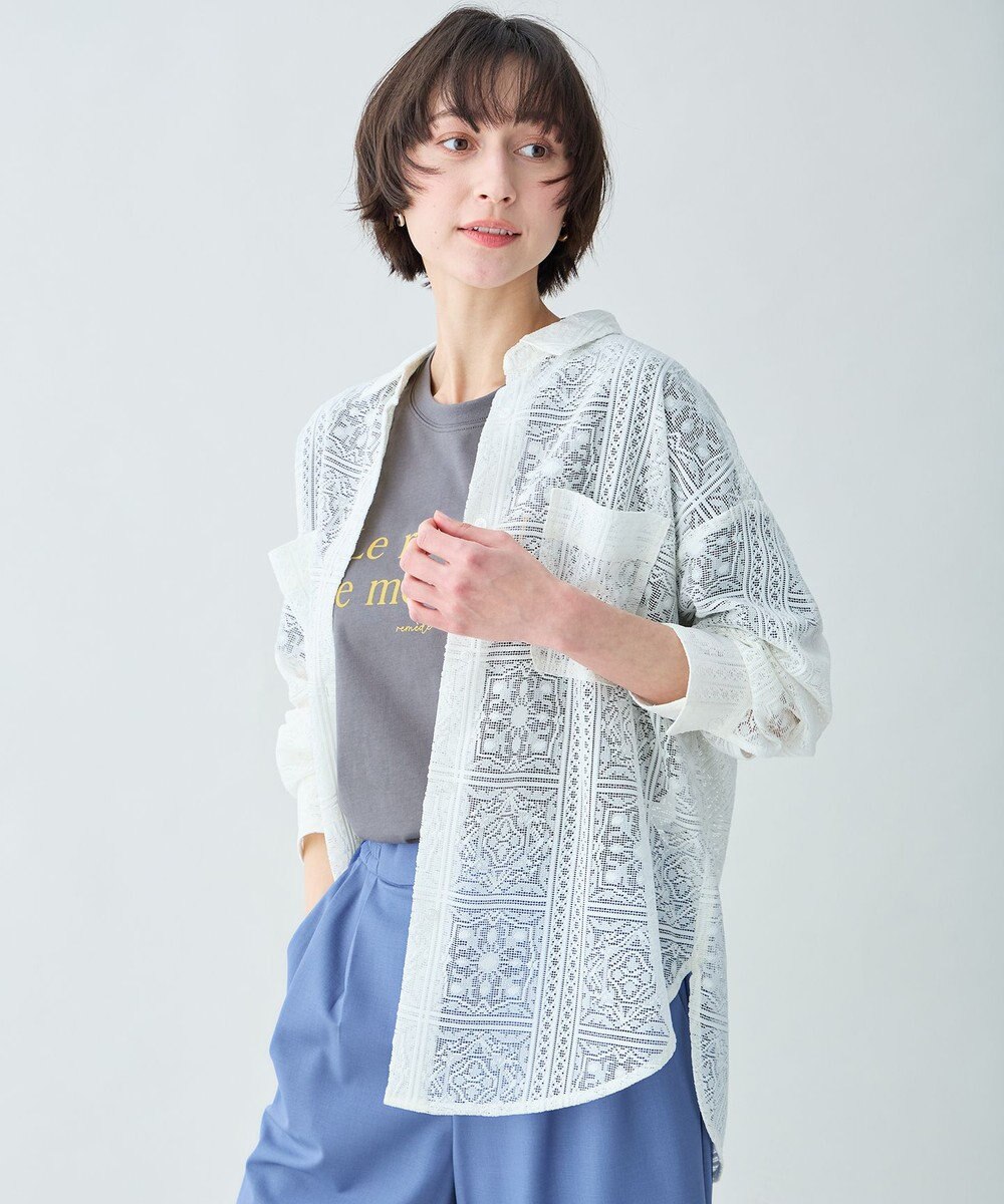 ANY L レースオーバーシャツ 