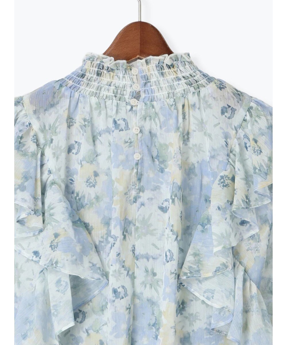 Te chichi フラワーパターンシアーフリルブラウス 