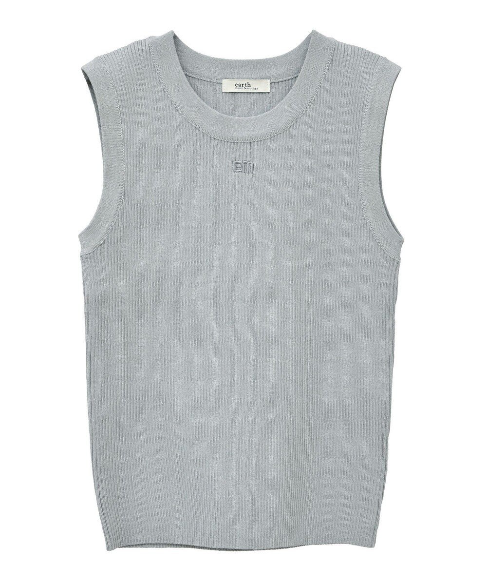 earth music&ecology ロゴ刺繍ノースリーブニットプルオーバー 
