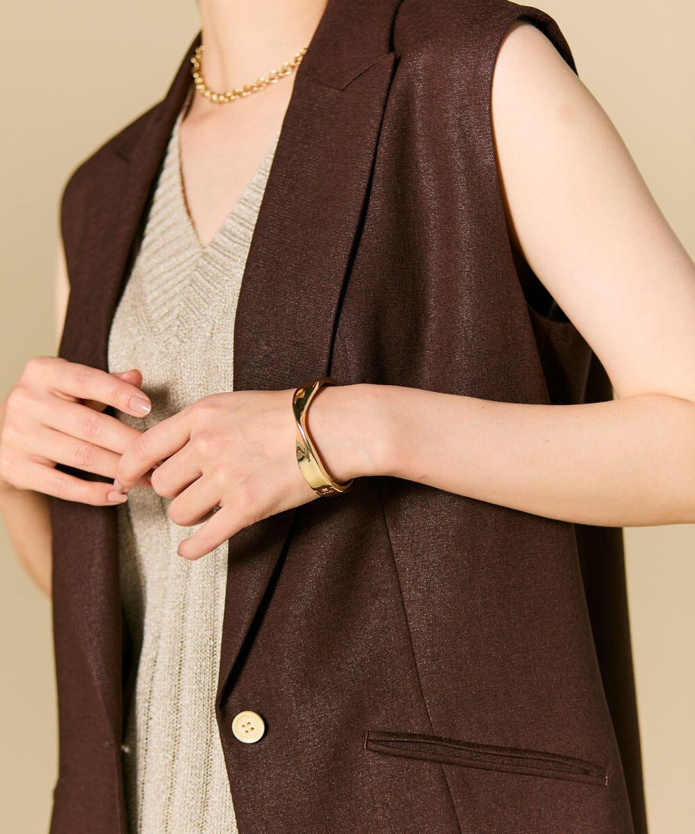 BEIGE， CAROLE / リネンライクノースリーブジレジャケット 