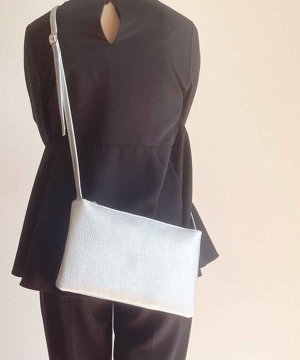 Hekhèr Le Style de Vie 新素材・新色追加【日本製】シュリンクレザー スクエアショルダーバッグ シルバー 