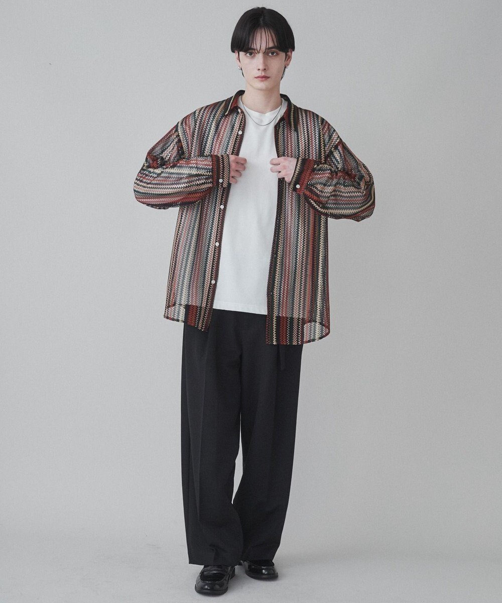 WEGO 【ユニセックス着用ITEM】ストライプメッシュBIGシャツ 