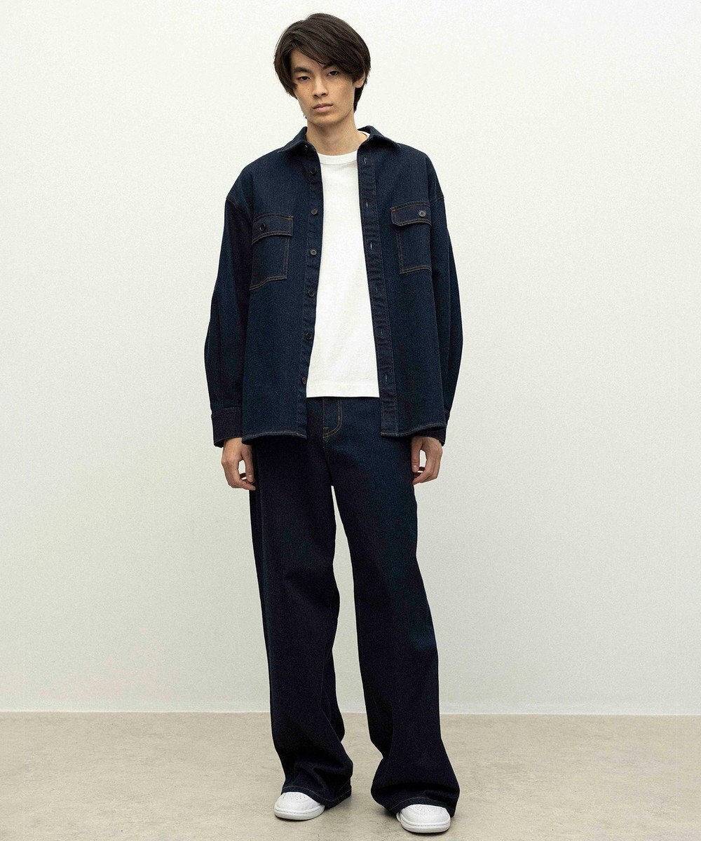 NAVE 【ReNAVE　洗える】ストレッチデニム シャツ 