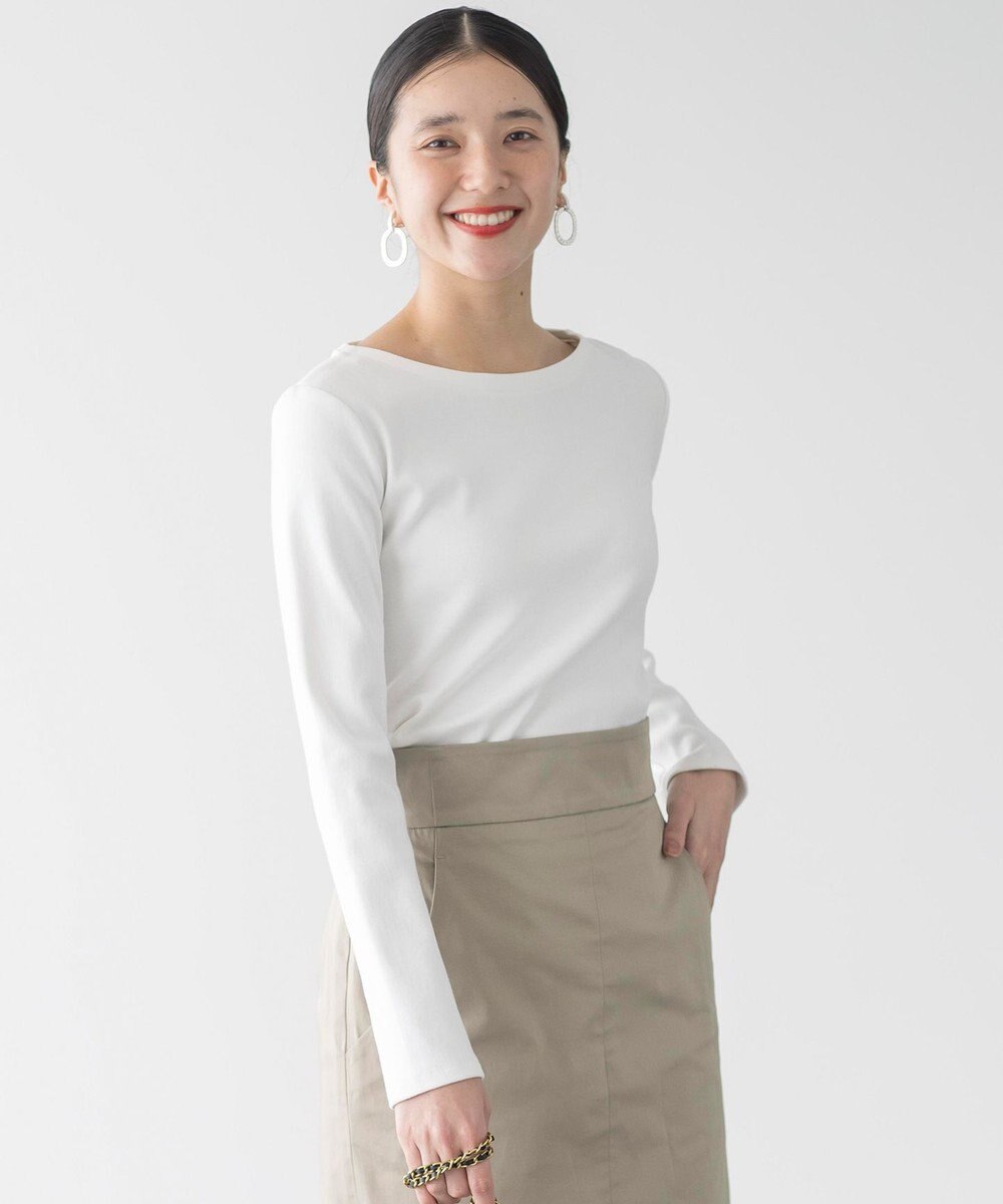 組曲 【ストレッチ・長袖】コットンフライス バスクTシャツ 