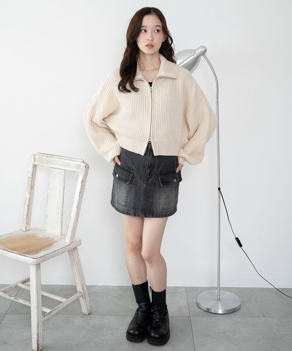 WEGO ダブルジップショートニットブルゾン 