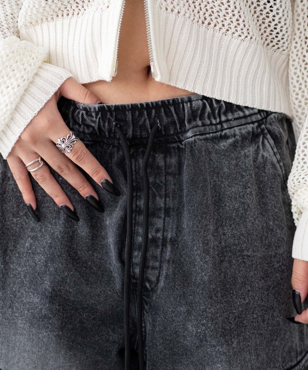 WEGO 【XS～Mサイズ展開/ウエストゴム 】デニムイージーパラシュートカーゴパンツ 