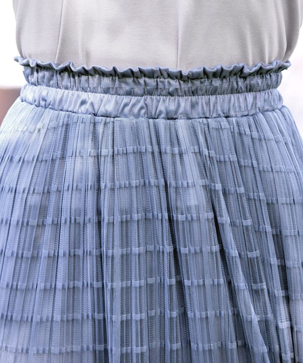 Tiaclasse 【洗える】チェック柄チュールレーススカート 