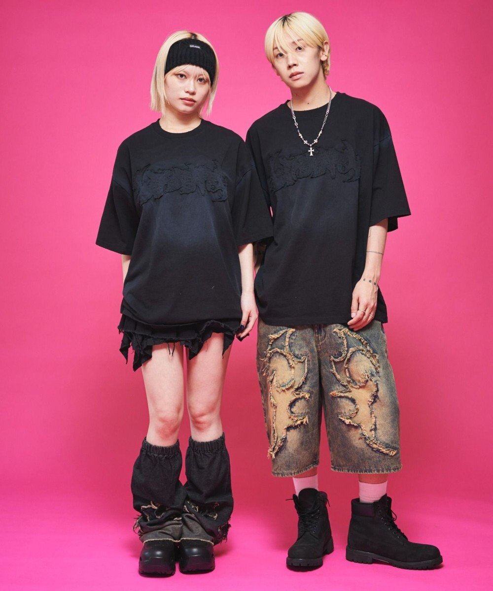 WEGO 【ユニセックス着用ITEM】ダメージアップリケグラフィックT（SS） 